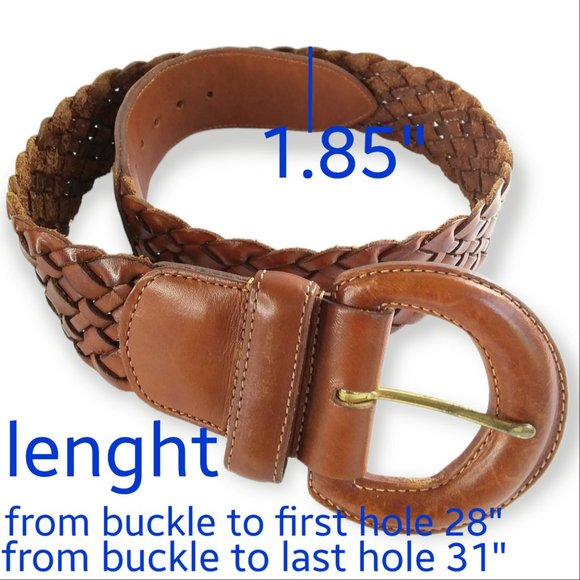Vintage Coach Braided British Tan Leather Belt Size M 1.85in Wide #3852 Designer main image 7